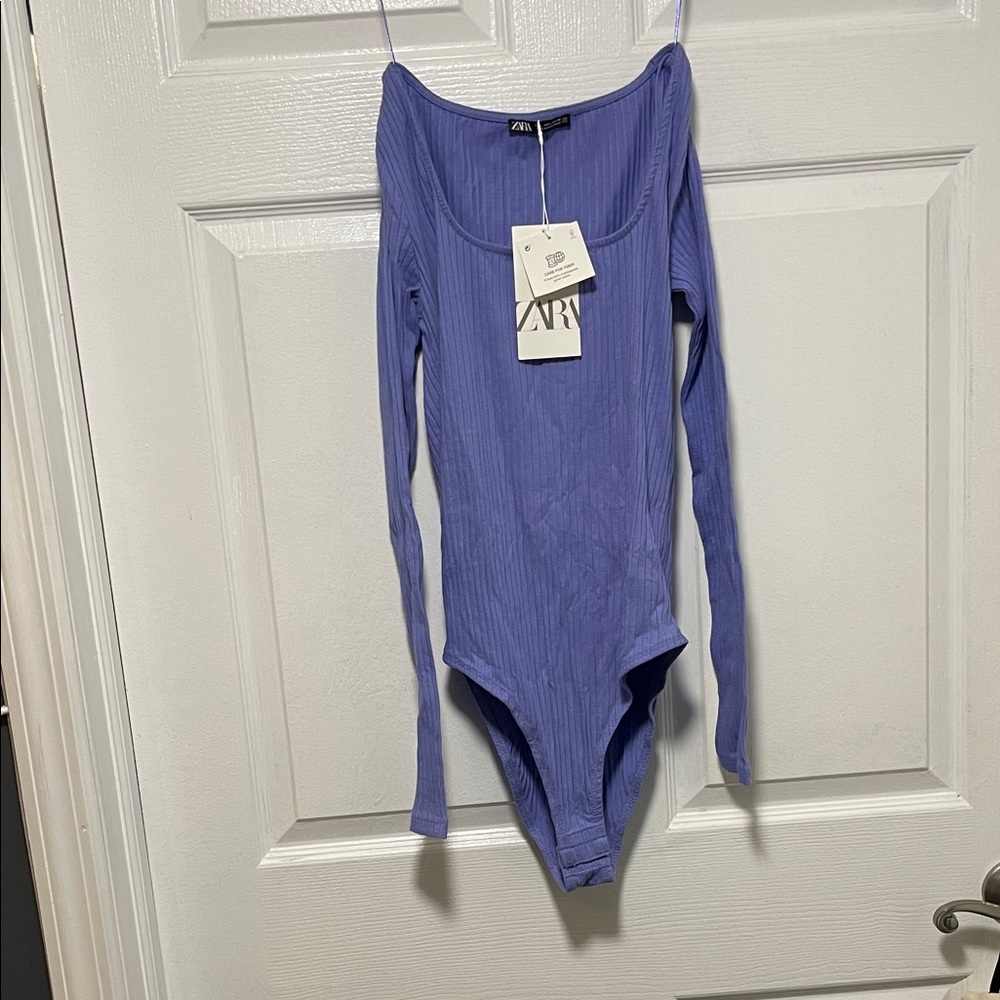 Zara Purple Ribbed Bodysuit